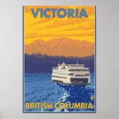 Ferry en Mountains - Victoria, BC Canada Poster (Voorkant)
