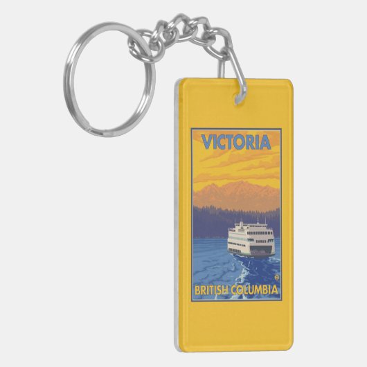 Ferry en Mountains - Victoria, BC Canada Sleutelhanger (Voorkant Links)