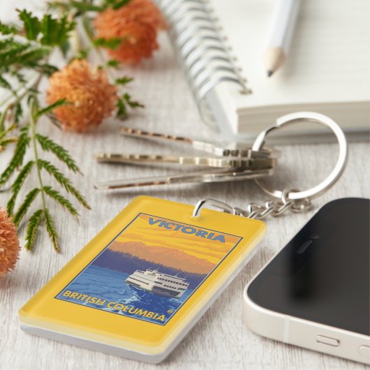 Ferry en Mountains - Victoria, BC Canada Sleutelhanger (Voorkant Rechts)