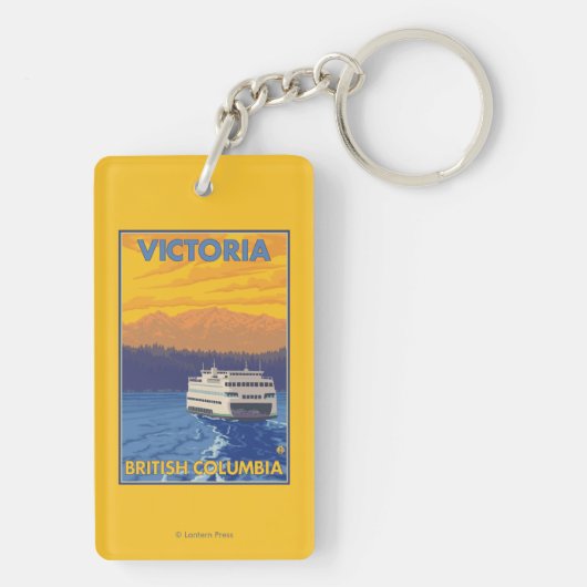 Ferry en Mountains - Victoria, BC Canada Sleutelhanger (achterkant)
