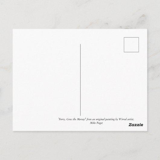 Ferry, kruis de Mersey. Briefkaart (Achterkant)