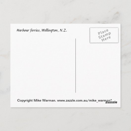 Ferry terminal, Wellington, N.Z. Briefkaart (Achterkant)