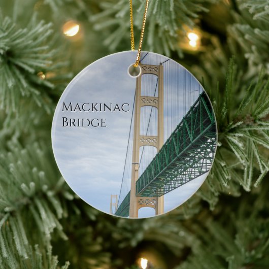 Ferry View Pictures of Mackinac Bridge Keramisch Ornament (Boom)