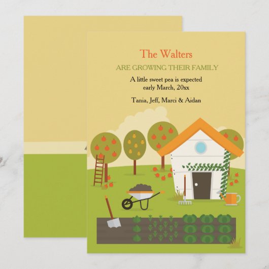 Fertile Garden zwangerschapsaankondiging Aankondiging (Voorkant / Achterkant)
