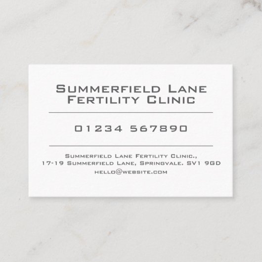 Fertiliteitskliniek Afspraakkaart Visitekaartje (Voorkant)