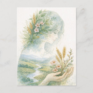 Fertility Goddess Day Watercolor Postcard Feestdagenkaart