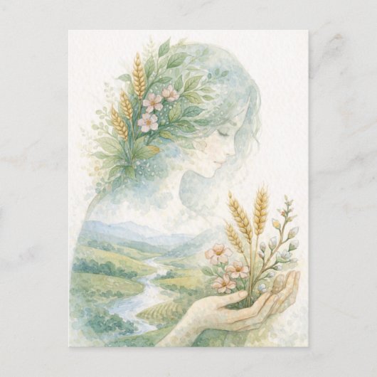 Fertility Goddess Day Watercolor Postcard Feestdagenkaart (Voorkant)
