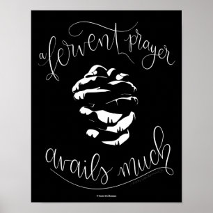 Fervent Prayer Beschikbaar - Praying Hands Black Poster