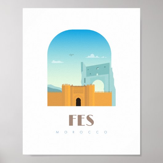 Fes city morocco Skyline Poster (Voorkant)