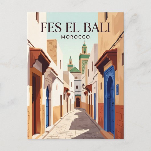 Fes el Bali Medina Marokko Briefkaart (Voorkant)