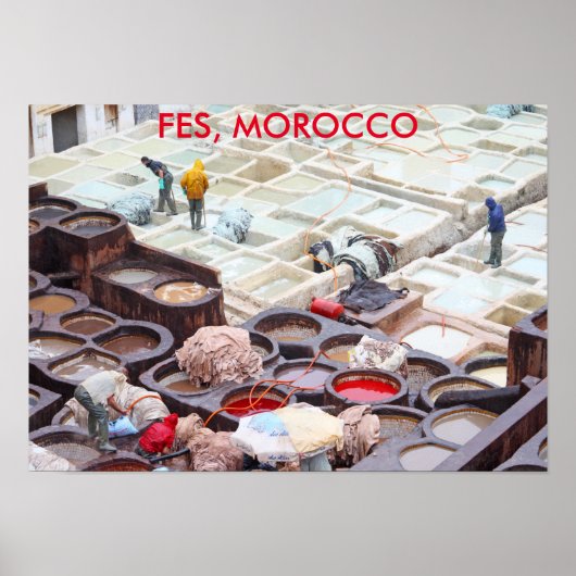 Fes leerlooierijen, Marokko Poster (Voorkant)