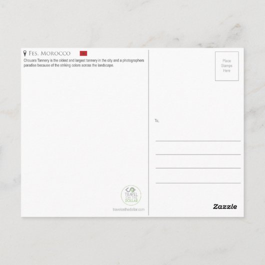 Fes, Marokko Briefkaart (Achterkant)