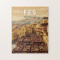 Fes Marokko Illustratie Reis Kunst Vintage
