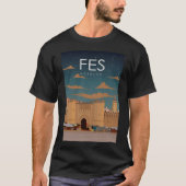 Fes Marokko  Minimal Retro Travel Poster op T-shirt (Voorkant)