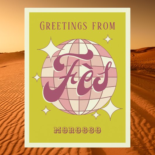 Fès Marokko vakantie retro groen Briefkaart