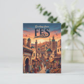 Fes Medina Marokko Briefkaart (Staand voorkant)