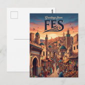Fes Medina Marokko Briefkaart (Voorkant / Achterkant)