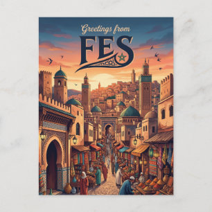 Fes Medina Marokko Briefkaart