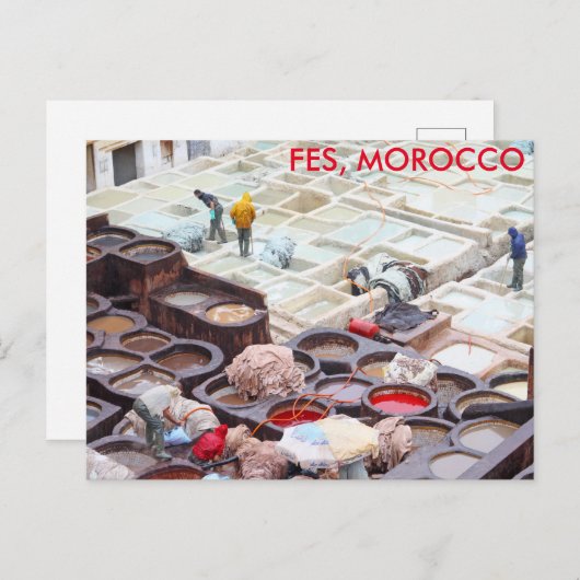 Fes tanneries, Marokko Briefkaart (Voorkant / Achterkant)