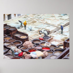 Fes tanneries, Marokko Poster