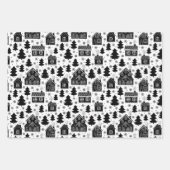 Fesesie zwarte witte kerst inpakpapier vel (Voorkant)