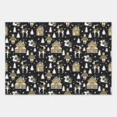 Fesestisch kerstgoud zwart wit inpakpapier vel (Voorkant)