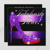 Fessly Fierce Glittery Stiletto Stripe paars Kaart (Voorkant / Achterkant)