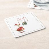 Fest Winter Birthday One Silly Christmas Goose Kartonnen Onderzetters (Schuin)