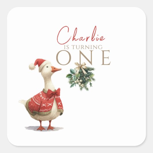 Fest Winter Birthday One Silly Christmas Goose  Vierkante Sticker (Voorkant)