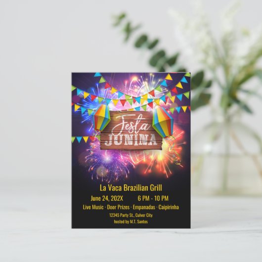 Festa Junina Fireworks Briefkaart (Staand voorkant)