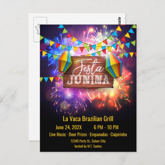 Festa Junina Fireworks Briefkaart (Voorkant / Achterkant)