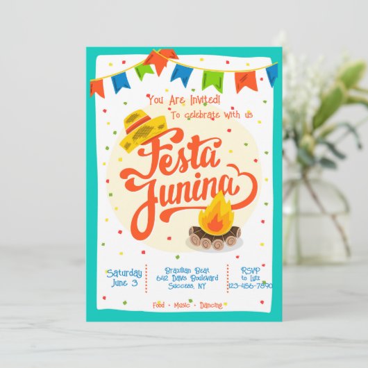 Festa Junina Party Uitnodigingen (Staand voorkant)