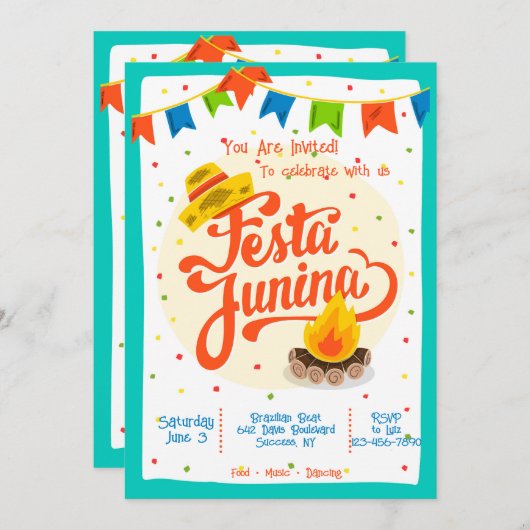 Festa Junina Party Uitnodigingen (Voorkant / Achterkant)