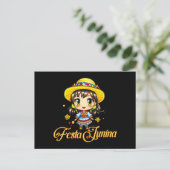 Festa Junina Schattige Boerderij Meisje Briefkaart (Staand voorkant)