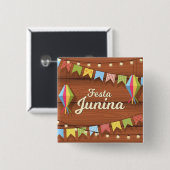 Festa Junina Vierkante Button 5,1 Cm (Voorkant /achterkant)