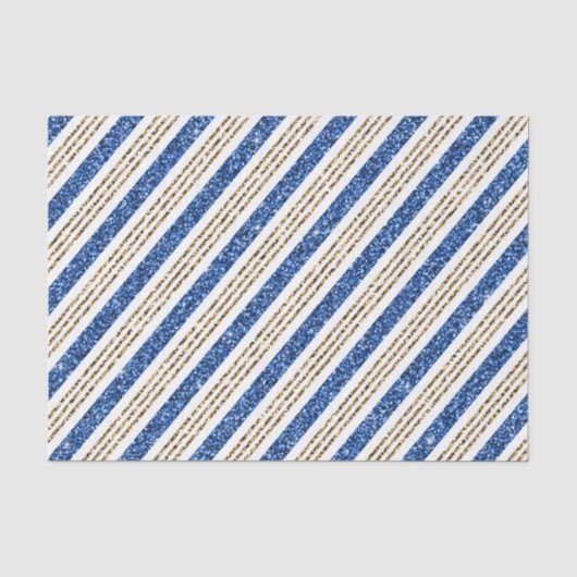 FESTDAG BLAUW & GOUD GLITTER UITZIENDE STREPEN TISSUEPAPIER (Voorkant)