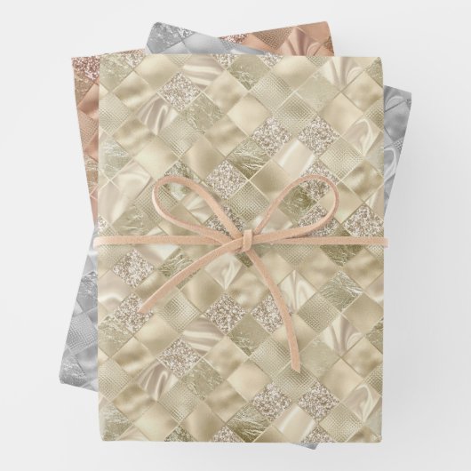 festief elegant zilver gepantserd koper inpakpapier vel (In situ)