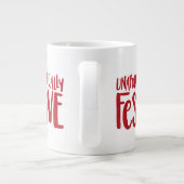 Festief en grappig rood glitterfeest grote koffiekop (Achterkant)