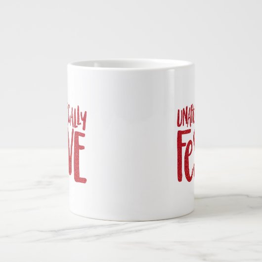 Festief en grappig rood glitterfeest grote koffiekop (Voorkant)