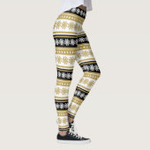 festief goudsneeuwvlokpatroon met zwarte kerst leggings (Rechts)