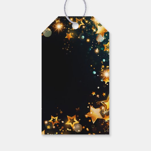 Festief Lijst met goudstars Bokeh en Sparkles Cadeaulabel (Achterkant)