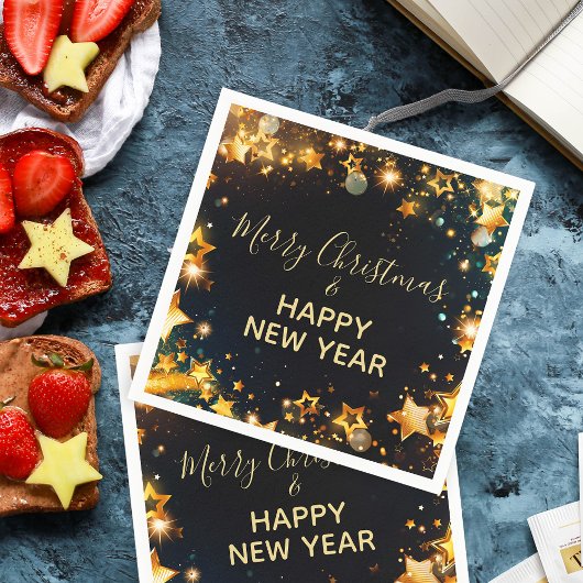 Festief Lijst met goudstars Bokeh en Sparkles Servet