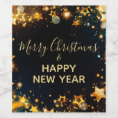 Festief Lijst met goudstars Bokeh en Sparkles Wijn Etiket (Enkel label)