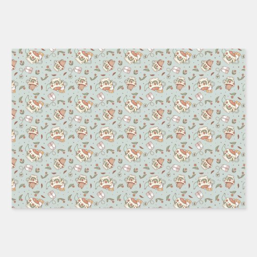 Festief patroon van 3 cavia's en Capybara's Inpakpapier Vel (Voorkant 2)