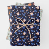 Festief patroon van 3 cavia's en Capybara's Inpakpapier Vel (In situ)