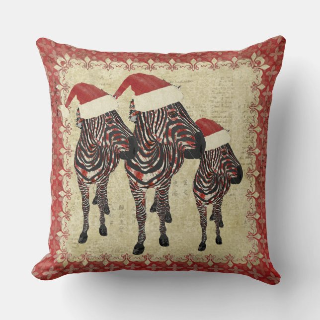 Festief Roos Zebras Red Mojo Pillow Kussen (Voorkant)