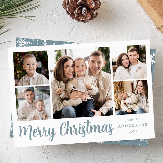 Festief script 5 Foto Collage Feestdagenkaart