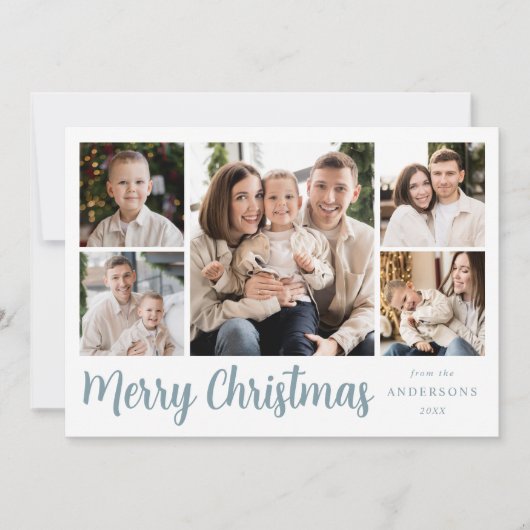 Festief script 5 Foto Collage Feestdagenkaart (Voorkant)