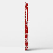 festief sneeuwvlokpatroon met kerstrode sneeuw Case-Mate iPhone case (Achterkant / Links)