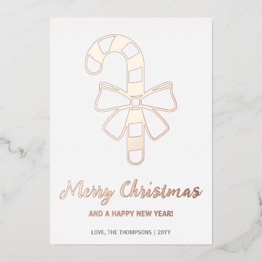 Festief snoepriet met een boog kerstfeest folie feestdagenkaart (Voorkant)